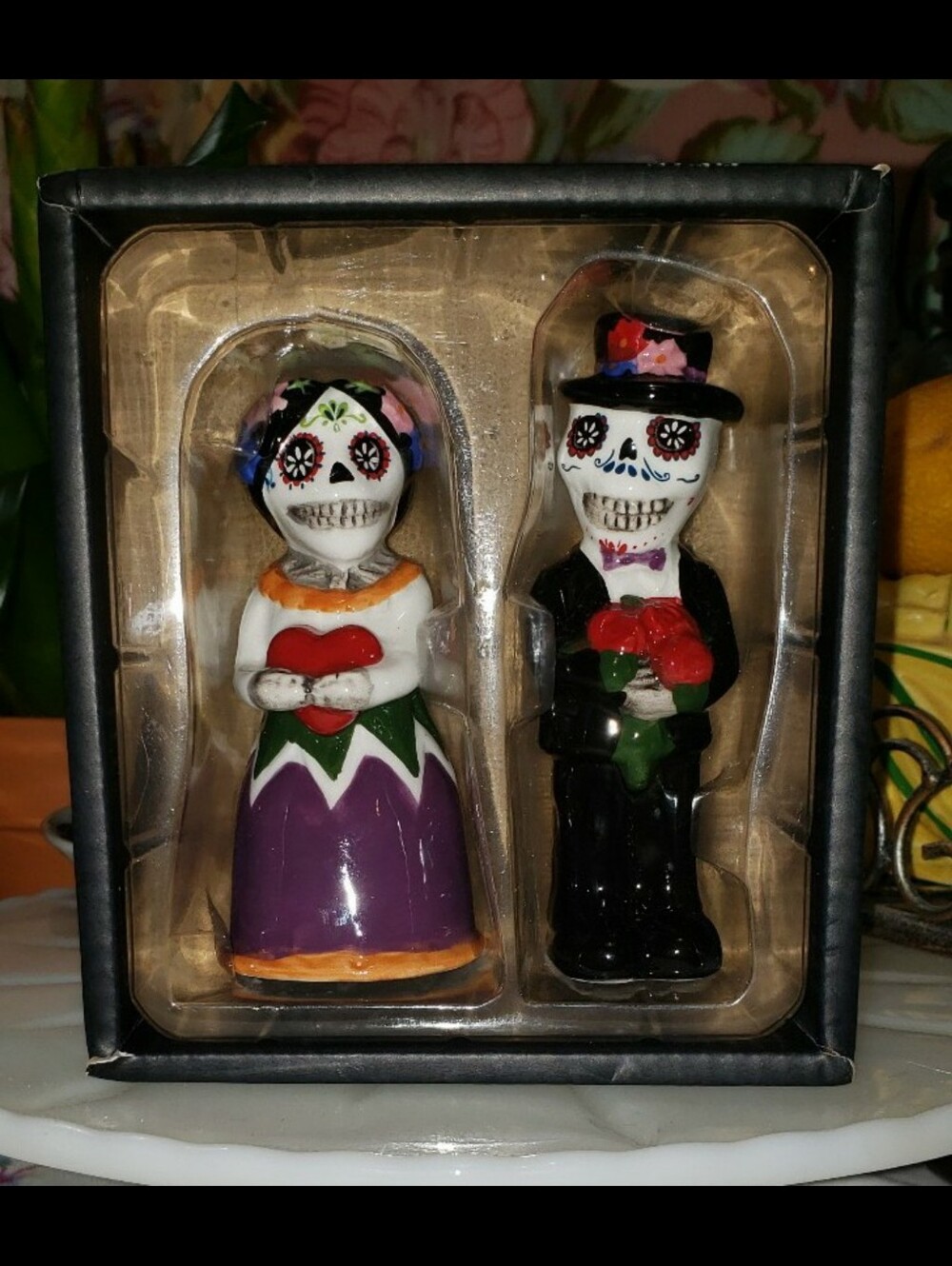 Blue Sky Clayworks Dia De Los Muertos, Day Of The Dead, S & P Shakers